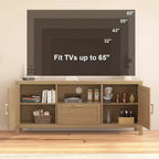 Meuble TV de style rustique pour téléviseurs jusqu'à 65 po avec porte et tablettes réglables