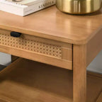 Table de chevet de chambre à coucher à tiroir unique avec étagère ouverte – Noyer clair