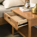 Table de chevet de chambre à coucher à tiroir unique avec étagère ouverte – Noyer clair