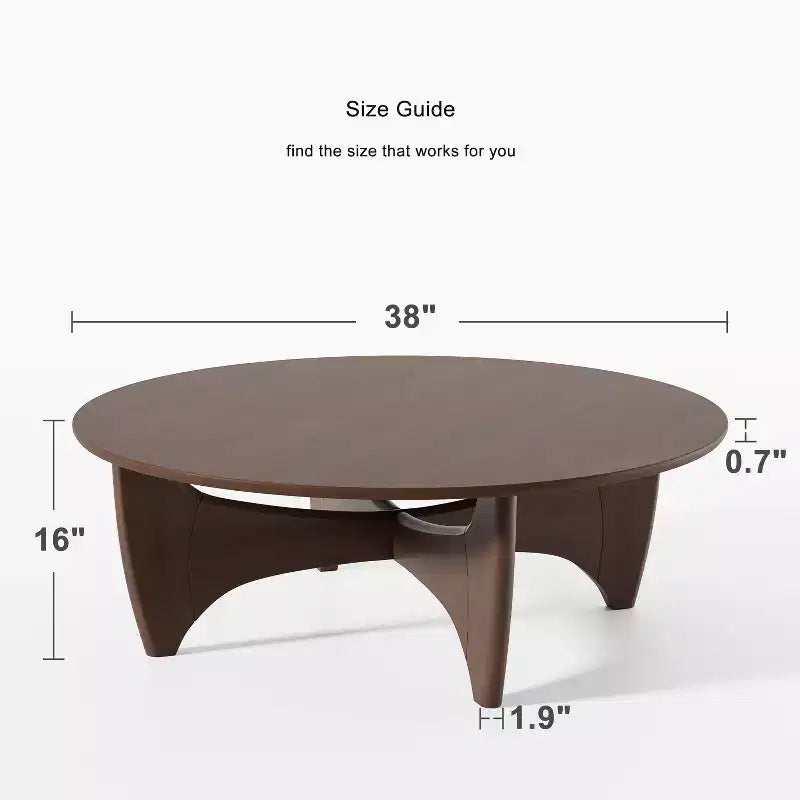 Table basse ronde en bois massif – Finition naturelle