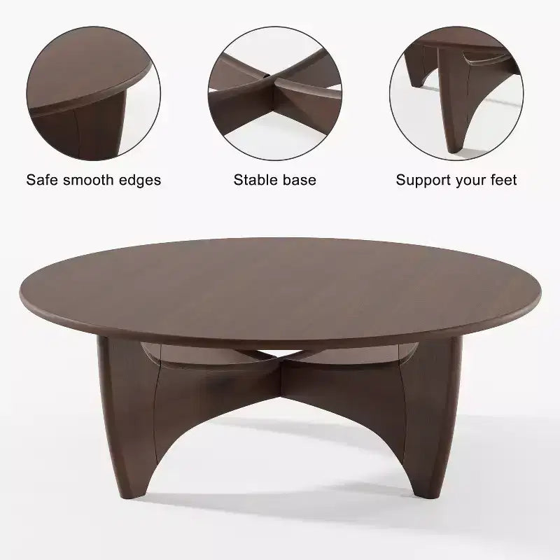 Table basse ronde en bois massif – Finition naturelle