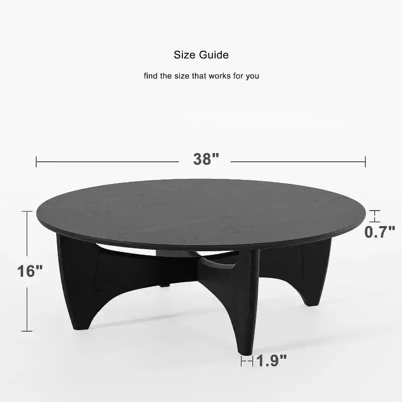 Table basse ronde en bois massif – Finition naturelle