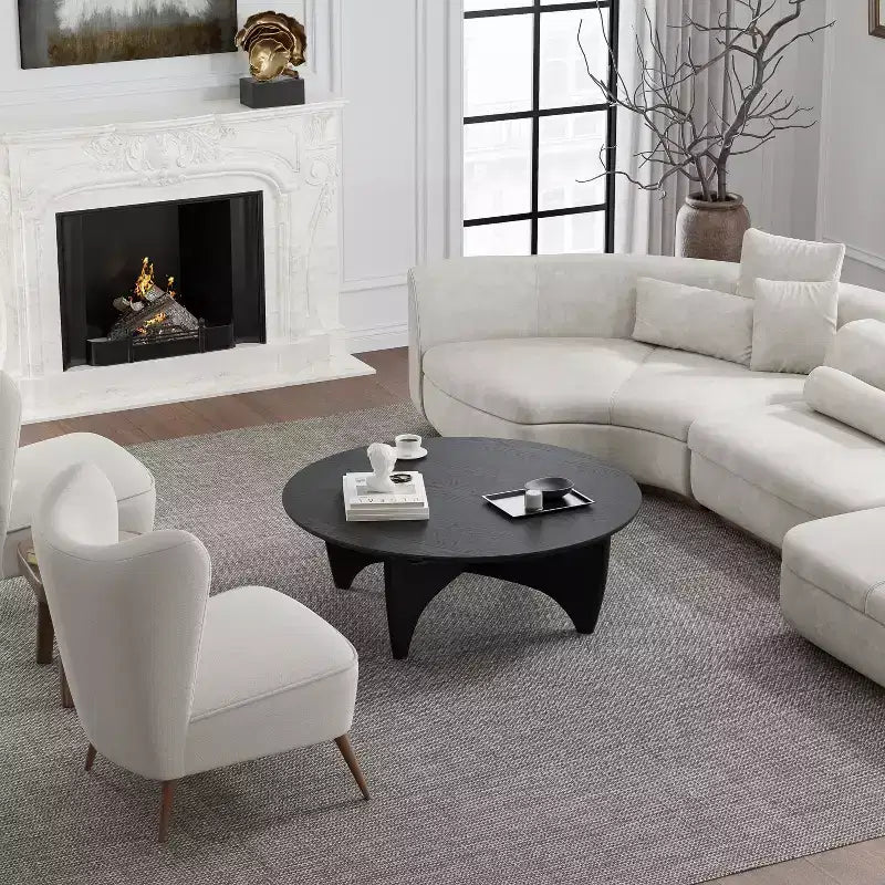 Table basse ronde en bois massif – Finition naturelle