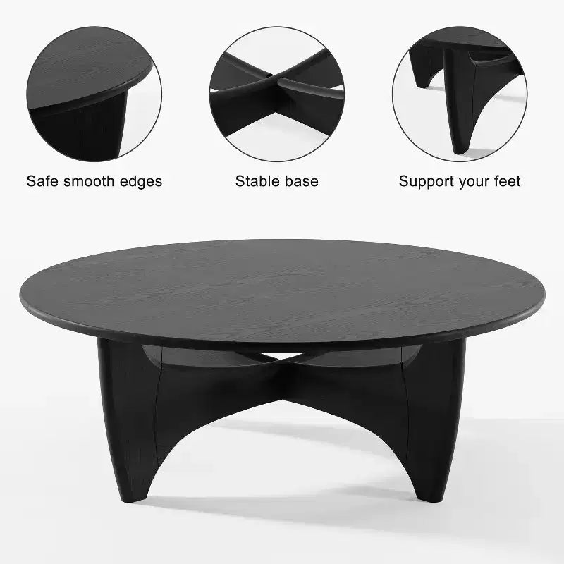 Table basse ronde en bois massif – Finition naturelle