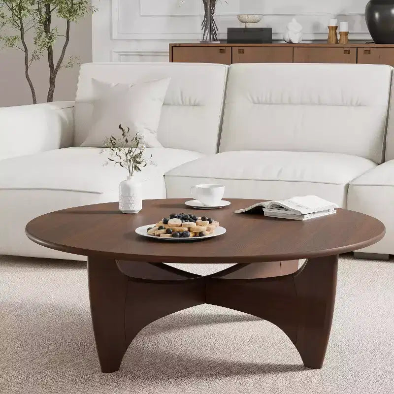 Table basse ronde en bois massif – Finition naturelle