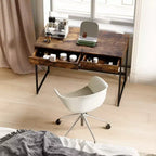 Bureau d'ordinateur de 109 cm avec 2 tiroirs et cadre métallique – Table d'écriture pour bureau à domicile
