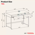 Bureau d'ordinateur de 109 cm avec 2 tiroirs et cadre métallique – Table d'écriture pour bureau à domicile