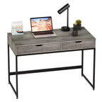 Bureau d'ordinateur de 109 cm avec 2 tiroirs et cadre métallique – Table d'écriture pour bureau à domicile