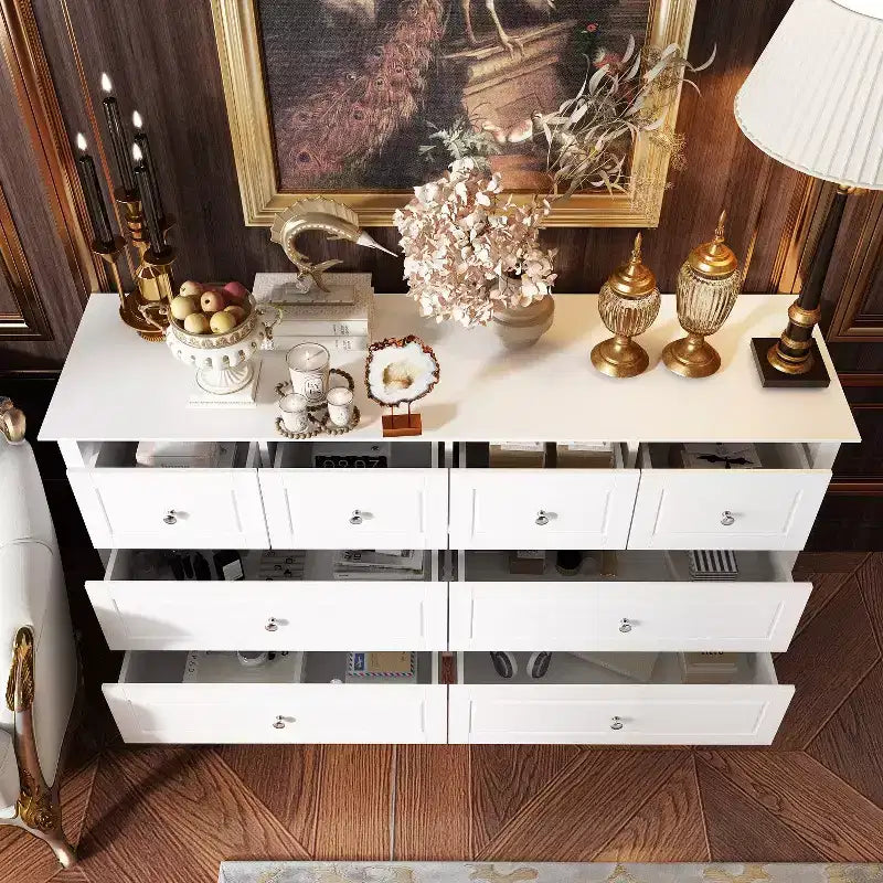 Commode de rangement à 8 tiroirs pour chambre à coucher – Blanche