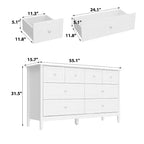 Commode de rangement à 8 tiroirs pour chambre à coucher – Blanche