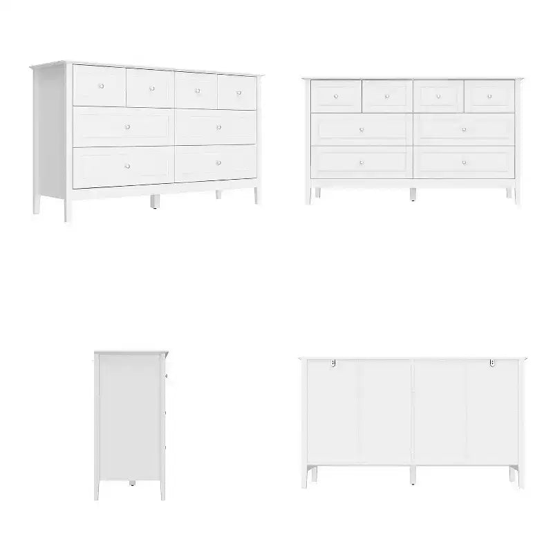 Commode de rangement à 8 tiroirs pour chambre à coucher – Blanche