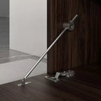 Meuble TV long marron avec finition veinage bois et 4 tiroirs