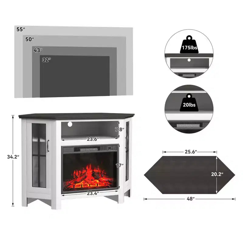 Meuble TV de 122 cm avec étagères ouvertes et rangements fermés – Convient aux téléviseurs jusqu'à 203 cm