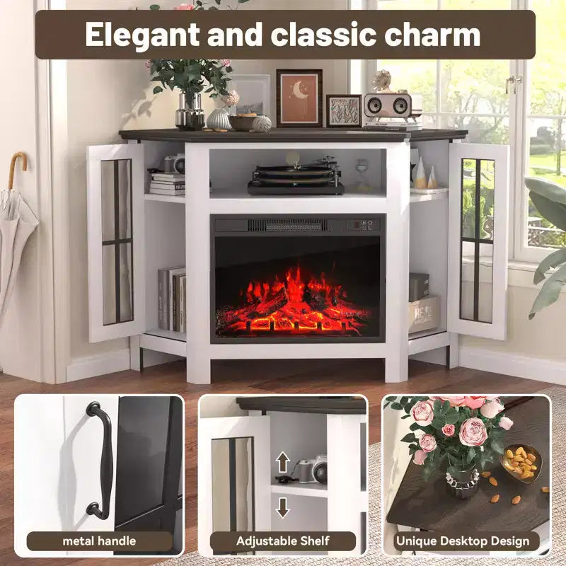 Meuble TV de 122 cm avec étagères ouvertes et rangements fermés – Convient aux téléviseurs jusqu'à 203 cm