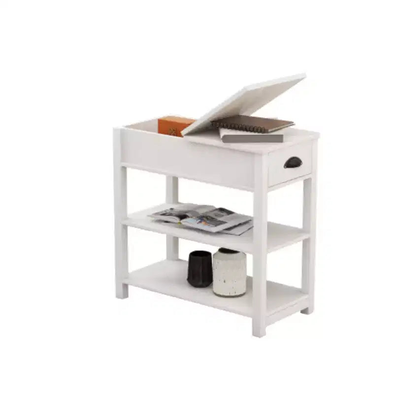 Table d'appoint compacte avec tiroirs et étagère inférieure à design rabattable pour une efficacité de rangement accrue