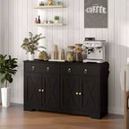 Buffet de cuisine de style campagnard avec portes coulissantes, 2 tiroirs et étagères réglables