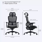 Chaise de bureau à support lombaire réglable – Noir