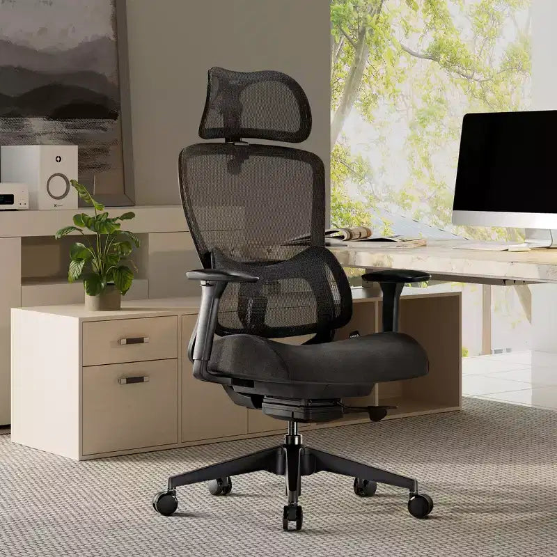 Chaise de bureau à support lombaire réglable – Noir