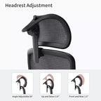 Chaise de bureau à support lombaire réglable – Noir