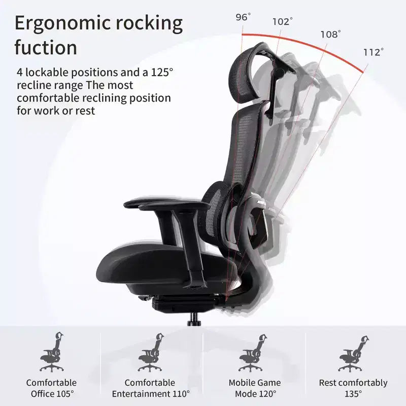 Chaise de bureau à support lombaire réglable – Noir