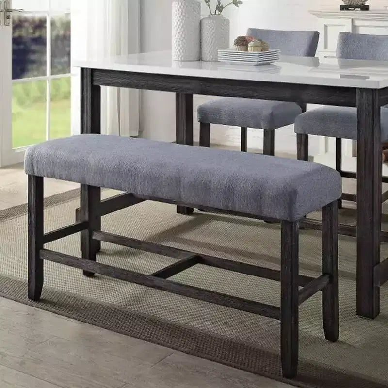Banc de comptoir en tissu – Gris et Espresso vieilli