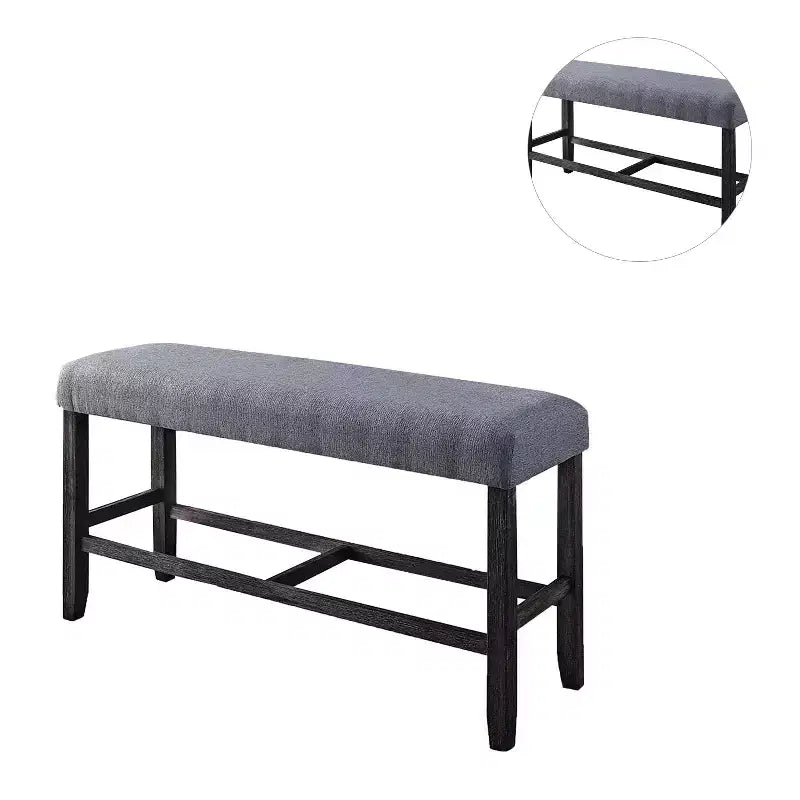 Banc de comptoir en tissu – Gris et Espresso vieilli