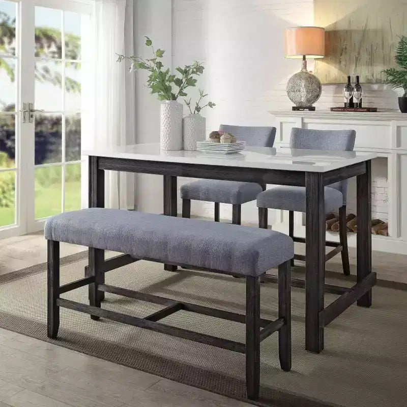 Banc de comptoir en tissu – Gris et Espresso vieilli