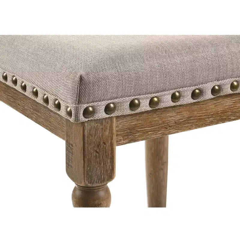 Lot de 2 tabourets de bar rembourrés en tissu – Chêne vieilli et beige