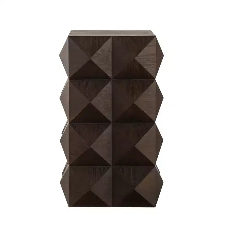 Table d'appoint de chevet avec motif en relief tridimensionnel 12 W, naturel/noir/marron