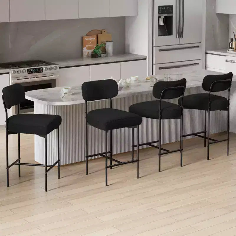 Lot de 4 tabourets de bar rembourrés modernes, hauteur comptoir