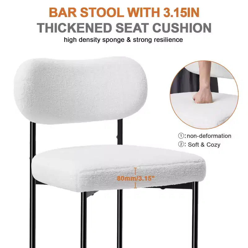 Lot de 4 tabourets de bar rembourrés modernes, hauteur comptoir