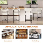 Lot de 4 tabourets de bar rembourrés modernes, hauteur comptoir