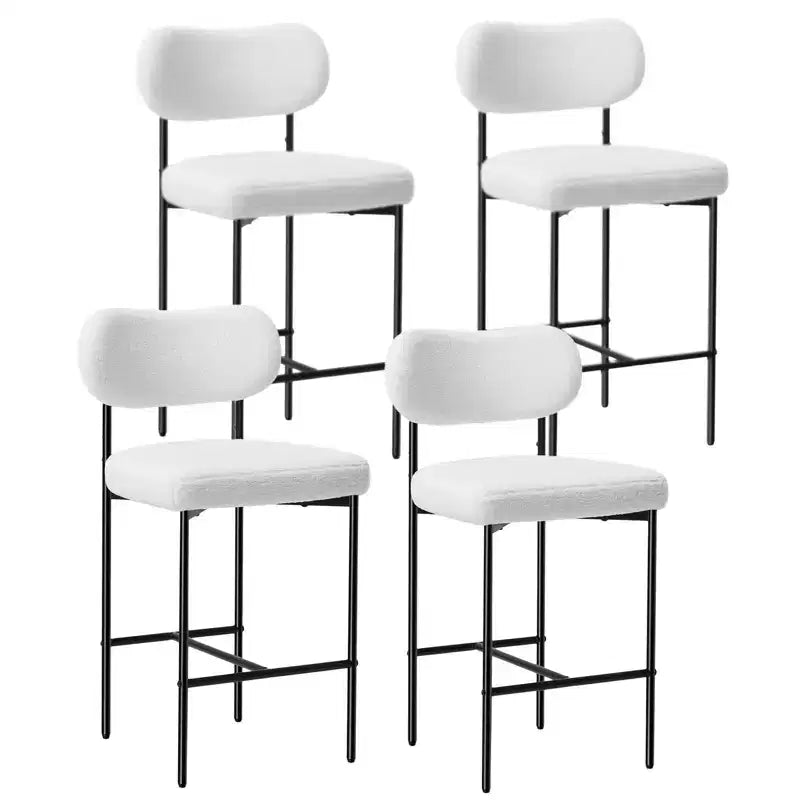 Lot de 4 tabourets de bar rembourrés modernes, hauteur comptoir