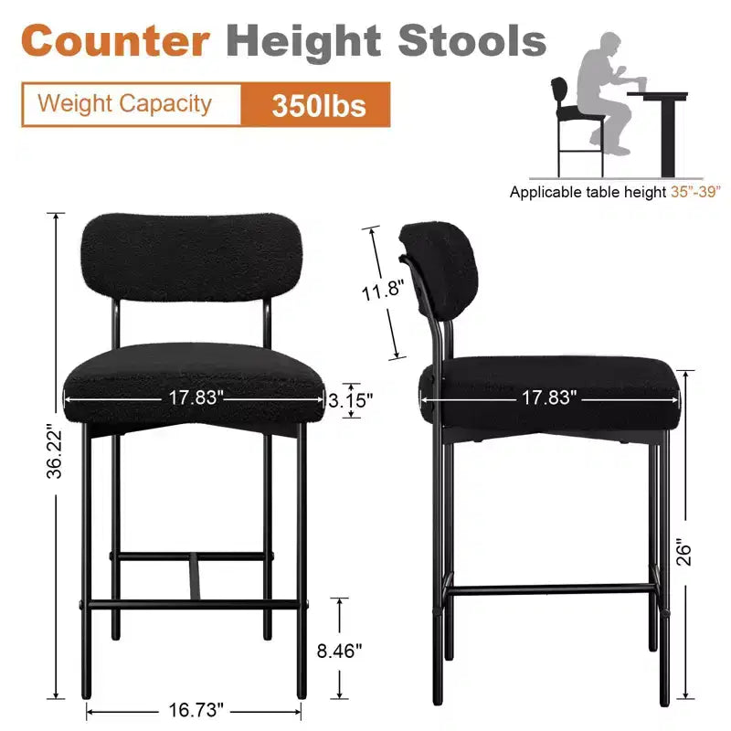 Lot de 4 tabourets de bar rembourrés modernes, hauteur comptoir