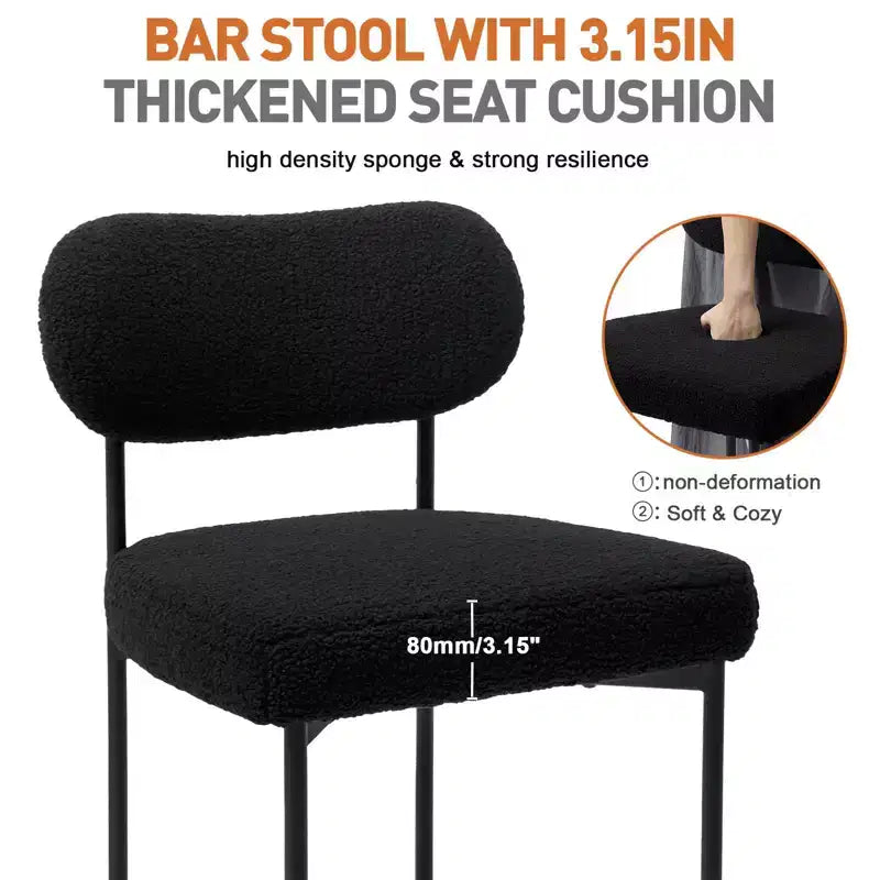 Lot de 4 tabourets de bar rembourrés modernes, hauteur comptoir