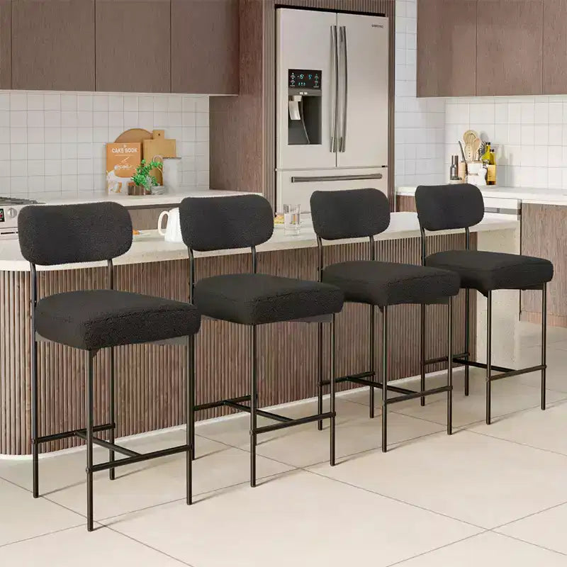 Lot de 4 tabourets de bar rembourrés modernes, hauteur comptoir