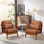 Fauteuil d'appoint en bois massif du milieu du siècle avec coussin de soutien lombaire
