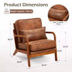Fauteuil d'appoint en bois massif du milieu du siècle avec coussin de soutien lombaire