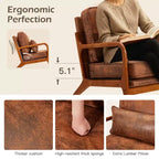 Fauteuil d'appoint en bois massif du milieu du siècle avec coussin de soutien lombaire