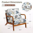 Fauteuil d'appoint en bois massif du milieu du siècle avec coussin de soutien lombaire
