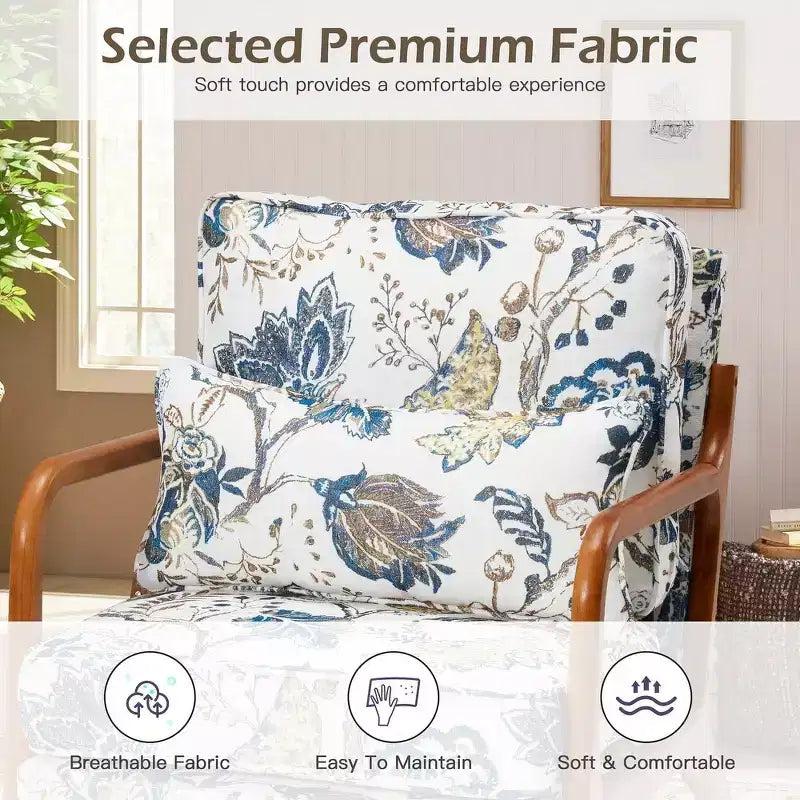 Fauteuil d'appoint en bois massif du milieu du siècle avec coussin de soutien lombaire