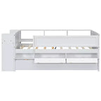 Lit de repos multifonctionnel double avec tiroirs et lit gigogne, rangement de tête de lit, table et station de chargement USB