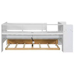 Lit de repos multifonctionnel double avec tiroirs et lit gigogne, rangement de tête de lit, table et station de chargement USB