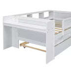 Lit de repos multifonctionnel double avec tiroirs et lit gigogne, rangement de tête de lit, table et station de chargement USB