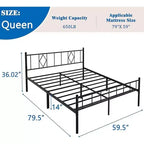Grande taille, 35,56 cm de hauteur, base de cadre de lit en métal classique, espace de rangement sous le lit/pas besoin de sommier tapissier