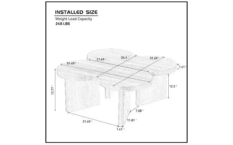 Table basse en forme de papillon – Table de salon moderne en MDF de 36 mm d'épaisseur