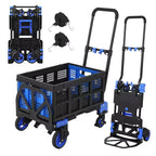 COZONY 2-in-1 Folding Hand Truck Dolly, 330 lbs Capacity with Basket, Retractable Handle and 4 Wheels