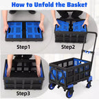 Diable Chariot Pliable 2 en 1 – Capacité de 150 kg, Panier et 4 Roues