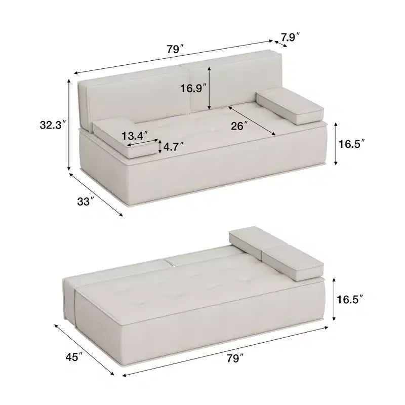 Canapé-lit multifonctionnel en tissu de 200 cm – Canapé convertible