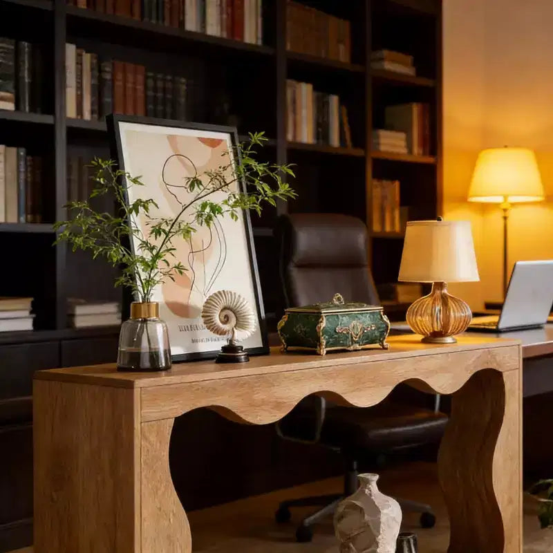 Console moderne de 63 po avec motif ondulé, table étroite pour entrée, table de canapé à 2 niveaux pour salon ou couloir - Panipeachy